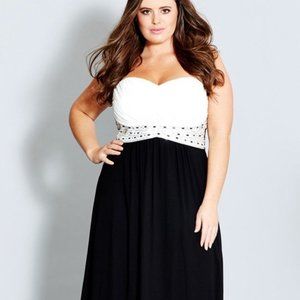 City Chic Black and White Gown w/ Jewels NWOT 18W
